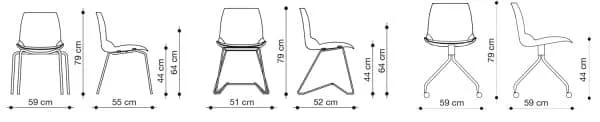 Sedia, Kaleidos, design Michele De Lucchi e Sezgin Aksu-misure